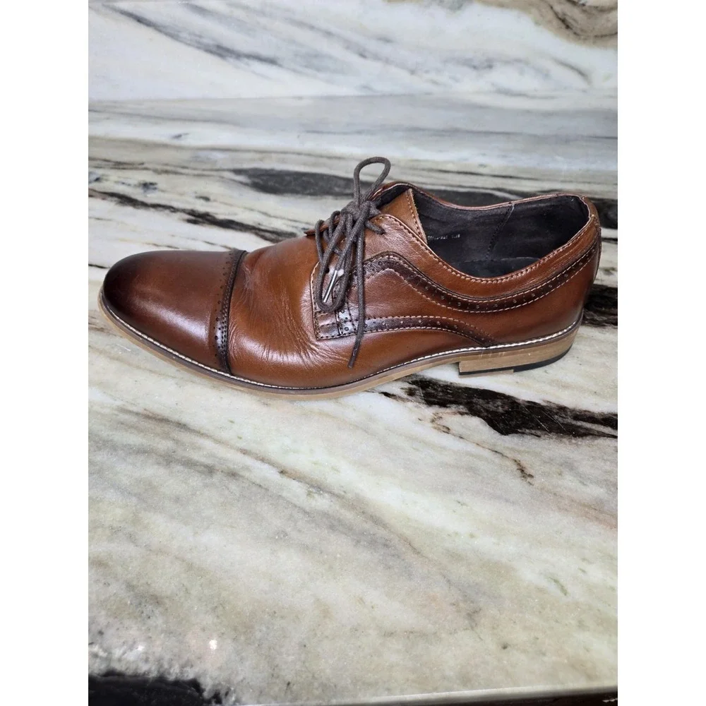 Stacy Adams‎ Dickinson Cap Toe Oxford Brown Leather Dress Shoes Men's 10M